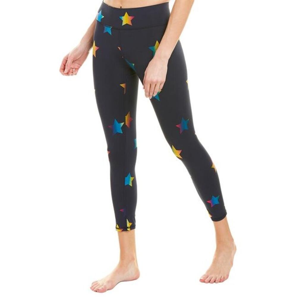 Terez Rainbow Star Foil Printed Cropped Legging Dark Navy Black Size XS